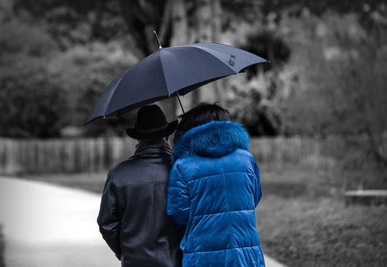 umbrella used by couple